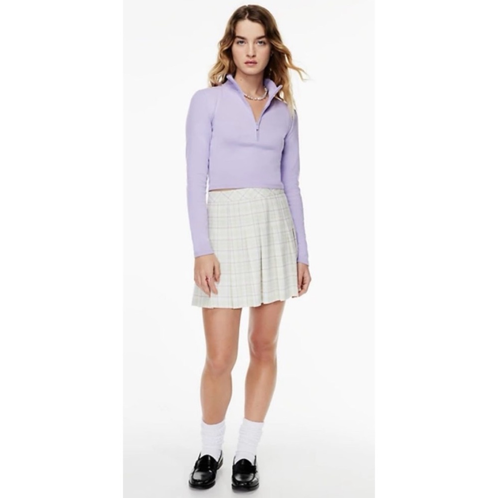 SUNDAY BEST • Aritzia Lavender Mock-Neck Half-Zip Crop Long Sleeve Jacket Top, S - Picture 2 of 16